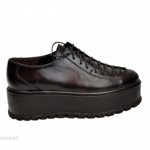 Pantofi negri dama cu talpa inalta 5,5 cm din piele naturala 