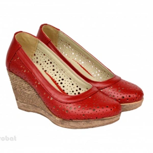Pantofi rosii dama din piele naturala cod P360