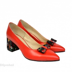 Pantofi rosii dama eleganti din piele naturala cod P379