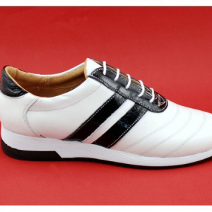 Pantofi sport dama piele naturala alb cu negru cod P86 - Made in Romania - Img 3