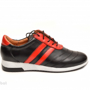 Pantofi sport stil adidasi dama piele naturala negru cu rosu