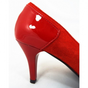 Pantofi stiletto rosii dama eleganti din piele naturala