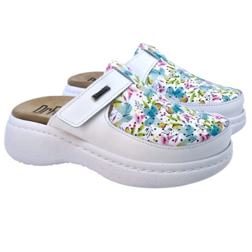 Saboti Dr Feet 21301 alb cu fluturasi - dama