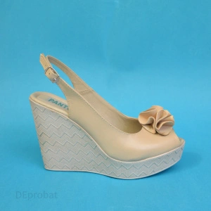 Sandale bej dama din piele naturala platforma 11 cm