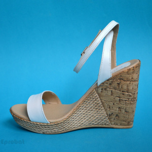 Sandale dama albe cu platforma de 10,5 cm din piele naturala cod S53ALB - Img 3