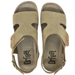 Sandale Dr Feet 9016 maro de cappuccino cu detalii de pluta - dama