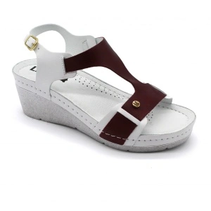 Sandale Leon 1010 alb cu bordo - dama