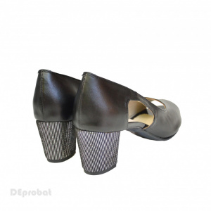 Sandale negre dama din piele naturala toc aplicat 5 cm cod S336 - Img 3