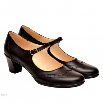 36 - Pantofi dama eleganti din piele naturala negri cu toc de 5 cm cod P143N