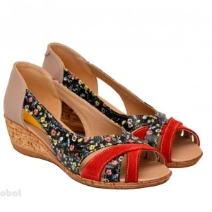 37 - Sandale dama multicolore cu platforma din piele naturala cod LSS60 - Lichidare de stoc