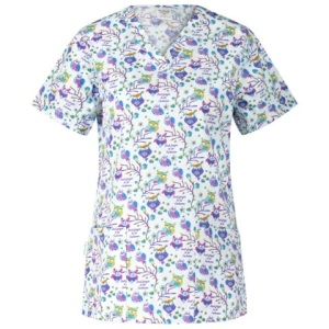 Bluza medicala alba cu bufnite