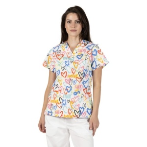 Bluza medicala alba cu inimioare