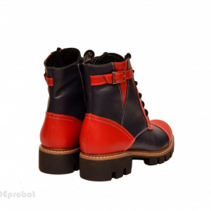 Bocanci dama piele naturala Bleumarin cu Rosu sport-casual