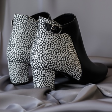 Botine dama piele naturala damier