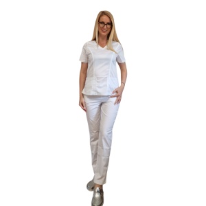 Costum medical Mara alb - dama STRECH