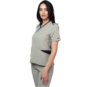 Costum medical Onyx dama - gri cu paspol bluemarin