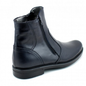 Ghete barbati piele naturala Negre casual-elegante cu fermoar 