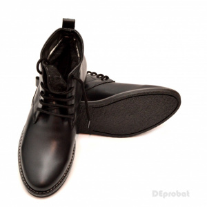 Ghete barbati negre din piele naturala, casual-elegante, cu sireturi.