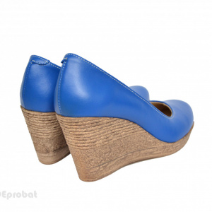 Pantofi albastru electric dama eleganti - casual din piele naturala