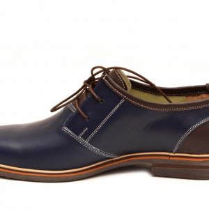 Pantofi barbati piele naturala bleumarin casual cu siret cod P122 - Img 4