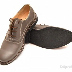 Pantofi barbati piele naturala Gri casual-eleganti cu siret