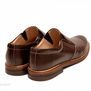 Pantofi barbati piele naturala maro casual-eleganti cu elastic