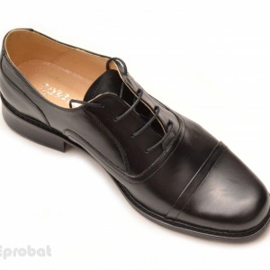 Pantofi barbati piele naturala negri casual-eleganti cu siret