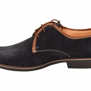 Pantofi barbati piele naturala velur bleumarin casual-eleganti cu siret