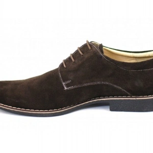 Pantofi barbati piele naturala velur maro casual-eleganti cu siret