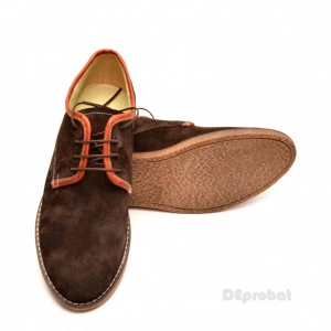 Pantofi barbati piele naturala velur maro casual-eleganti cu siret