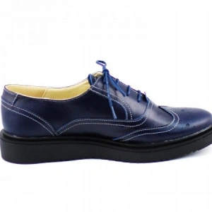 Pantofi dama bleumarin casual-eleganti din piele naturala Oxford