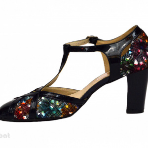 Pantofi dama bleumarin cu toc aplicat din piele naturala cod P344 - Img 5