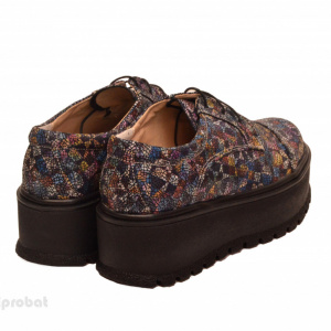 Pantofi dama cu talpa inalta 5,5 cm multicolori din piele naturala
