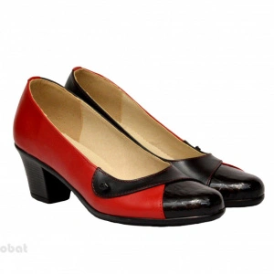 Pantofi dama cu toc aplicat din piele naturala cod P353