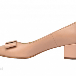 Pantofi dama eleganti cu toc imbracat din piele naturala bej