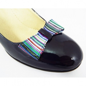 Pantofi dama eleganti din piele naturala bleumarin lacuiti