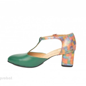 Pantofi dama eleganti din piele naturala, culori combinate