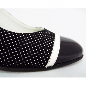 Pantofi dama eleganti din piele naturala negri cu buline