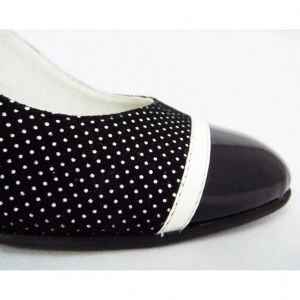 Pantofi dama eleganti din piele naturala negri cu buline