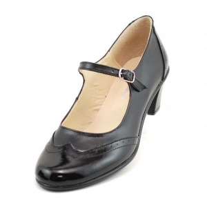 Pantofi dama eleganti din piele naturala negri cu toc de 5 cm