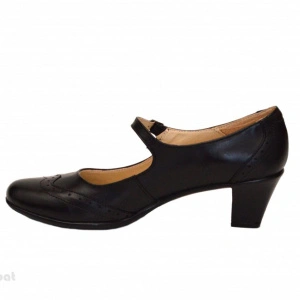 Pantofi dama eleganti din piele naturala negri cu toc de 5 cm
