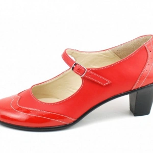 Pantofi dama eleganti din piele naturala rosii cu toc de 5 cm