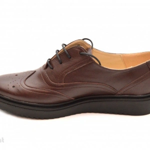Pantofi dama maro casual-eleganti din piele naturala Oxford Brown