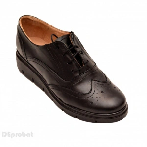Pantofi dama negri casual-eleganti din piele naturala Oxford Negru