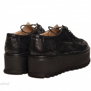 Pantofi dama negri cu talpa inalta 5,5 cm din piele naturala
