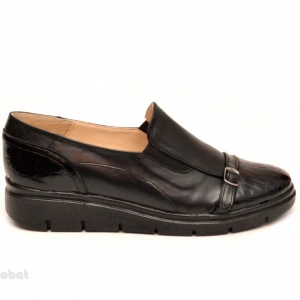 Pantofi dama negri sport-casual din piele naturala cu elastic