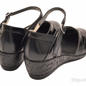 Pantofi dama piele naturala negri cu bareta 