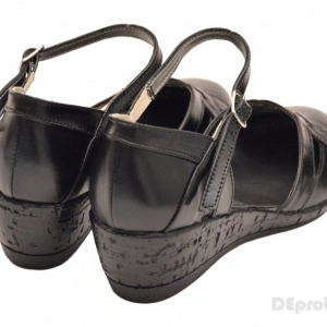 Pantofi dama piele naturala negri cu bareta 