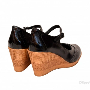 Pantofi dama piele naturala negri cu platforma