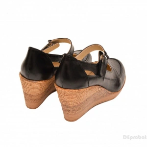Pantofi dama piele naturala negri cu platforma